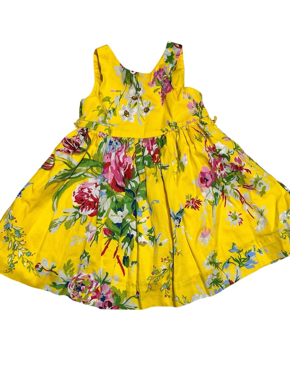 Ralph Lauren Girls' Yellow Floral Sleeveless Dress cotton new 6-9 month